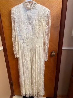 Vtg Jessica McClintock Lace Midi CottageCore GrannyCore Size 11/12 Bridal